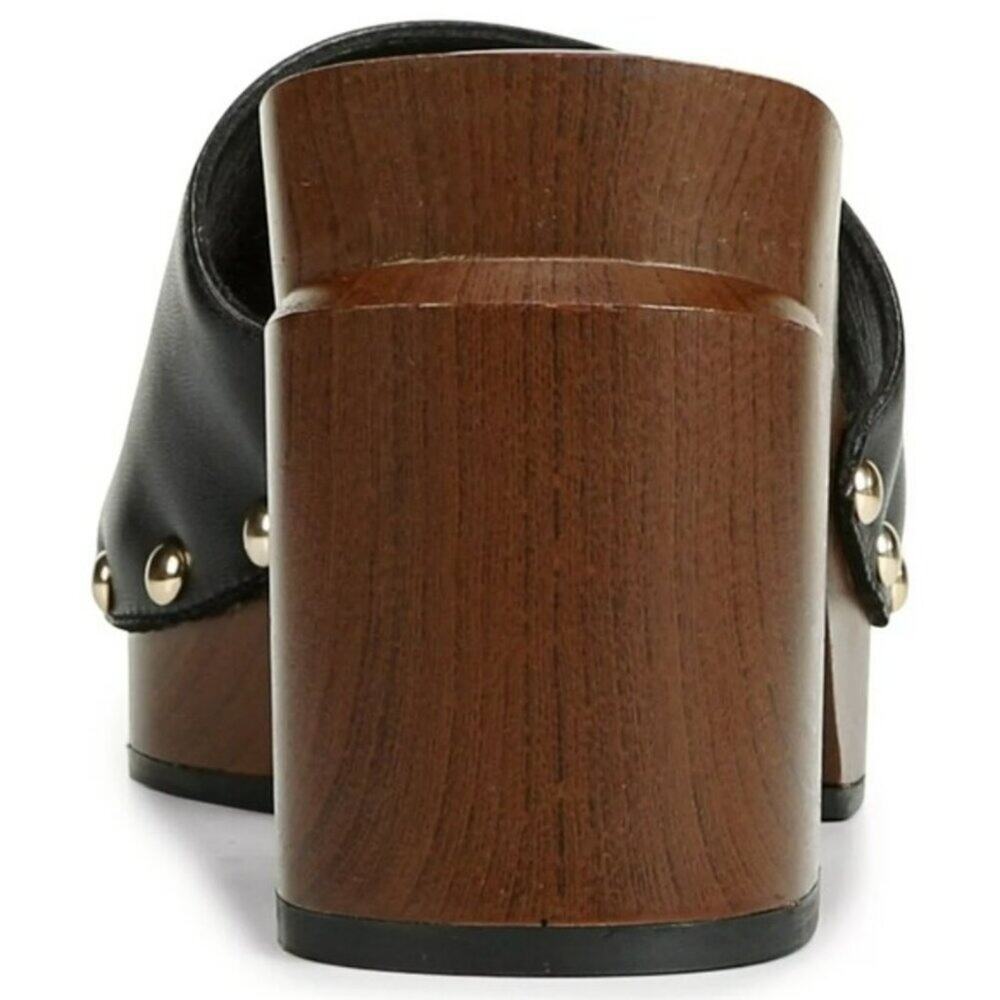 Franco Sarto Capri-Clog Slide Sandals Black Leather 6 - Picture 3 of 8